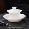 Ice Jade Gaiwan: Large Luxury White Porcelain Tea Bowl & Cup
