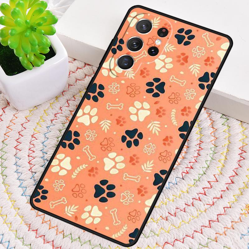 

Paw Pattern Orange Silicone Phone Case For Samsung Galaxy note 10 pro S26 S25 S24 S23 S22 S21 Plus S25Ultra Capa Cover Galaxy S26