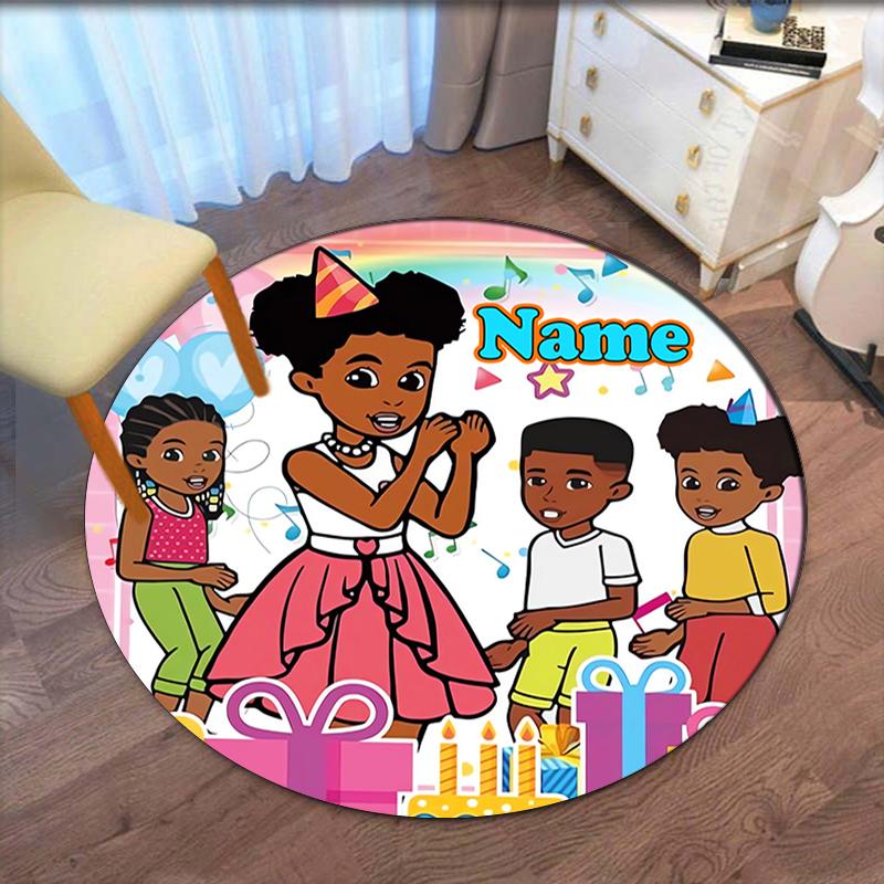 Custom Name Gracie's Corner Printed Round Rug Carpet Chair Rug Area Rug Entryway Doormats,for Office Chair Living Room Bedroom Kitchen Room.