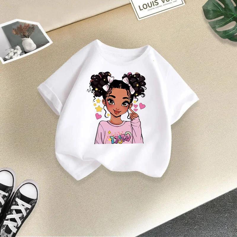 New Children Cute Girl Cartoon Printed T-shirt Girls Short Sleeve New Fashion Summer Children's Wear Creative Clothing