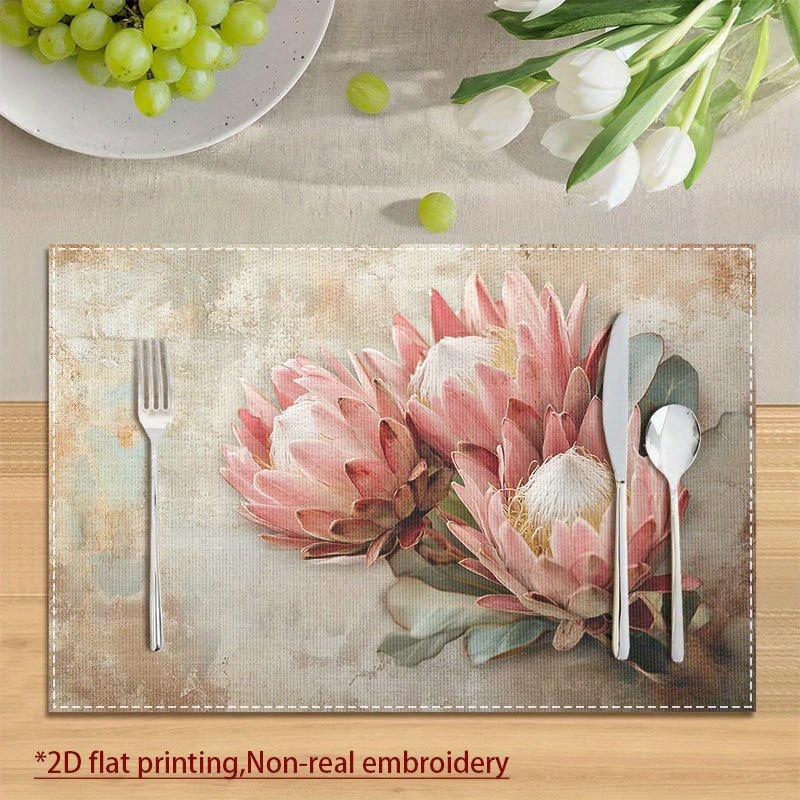 2/4/6pcs Bohemian Style Placemats Polyester Coasters Living Room Kitchen Office Dining Room, Caf é Dining Table Decor