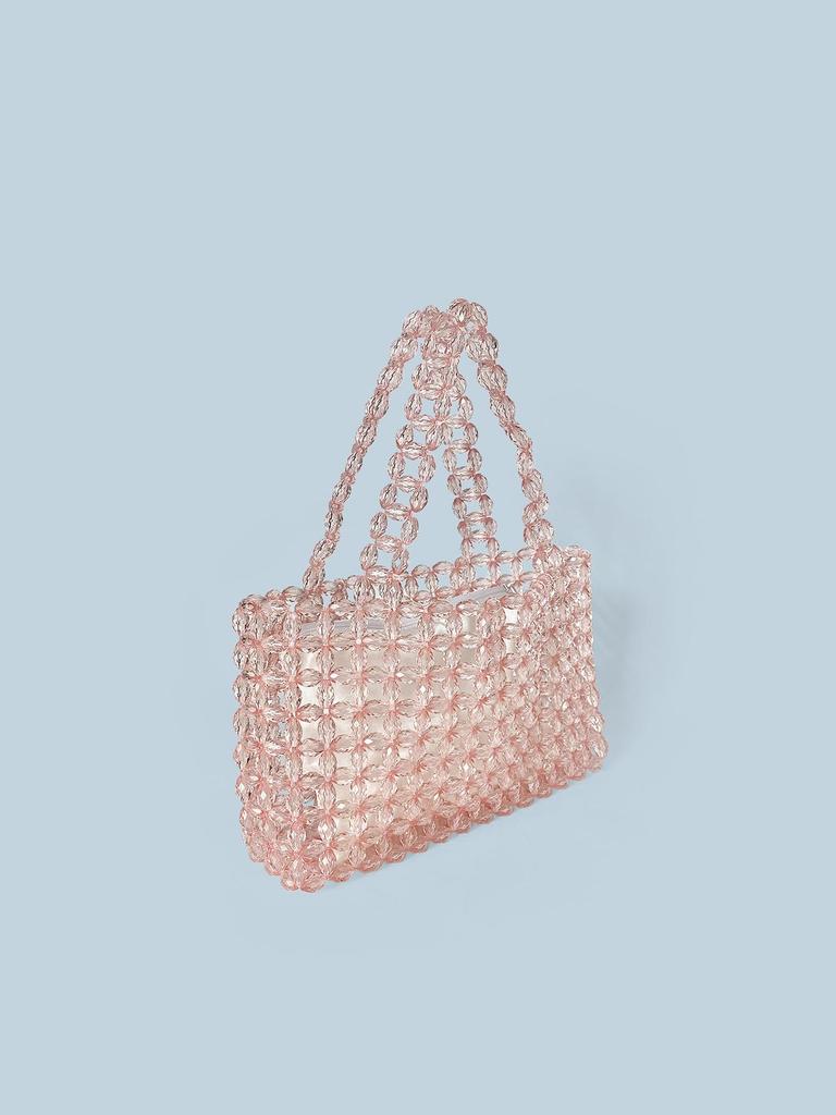 Handgefertigte transparente Damen-Tragetasche mit Kristallperlen