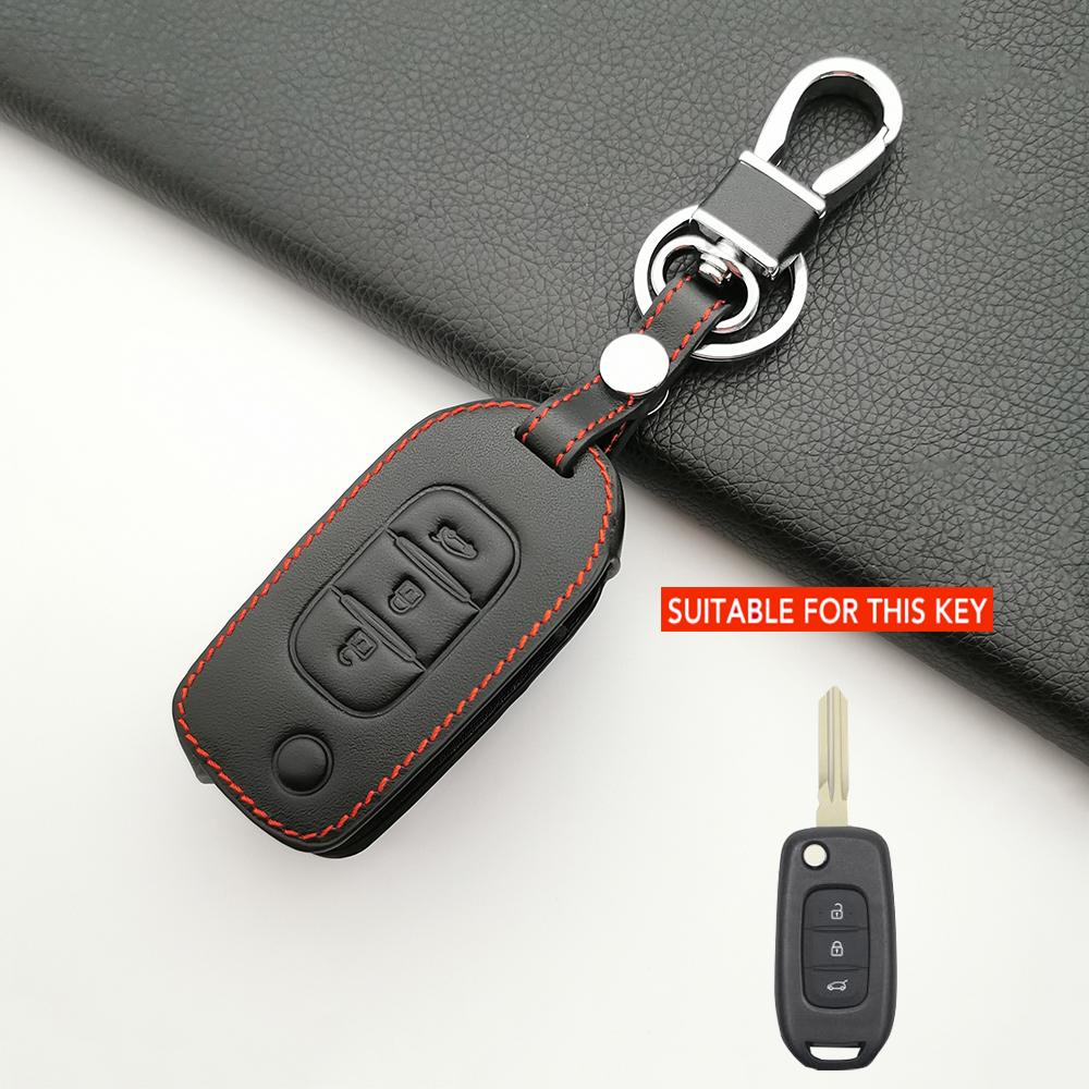 Leather Key Holder Keychain For Renault Logan 2 Stepway Sandero Duster Car Key Cover Case Protection Shell