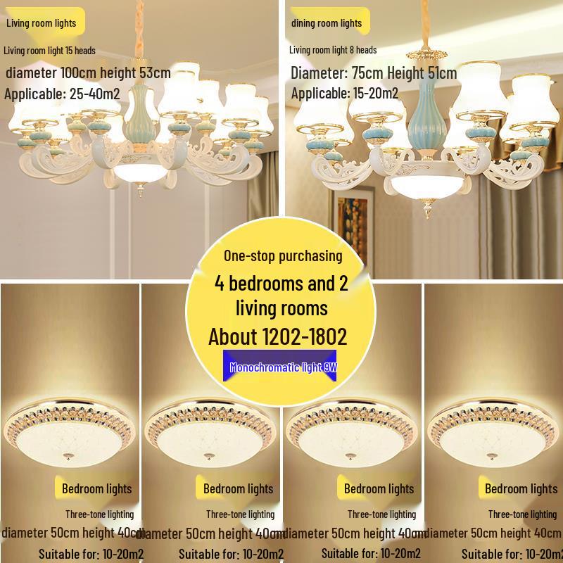 Modern European Ceramic Chandelier for Living Room, Restaurant, or Bedroom in Villa