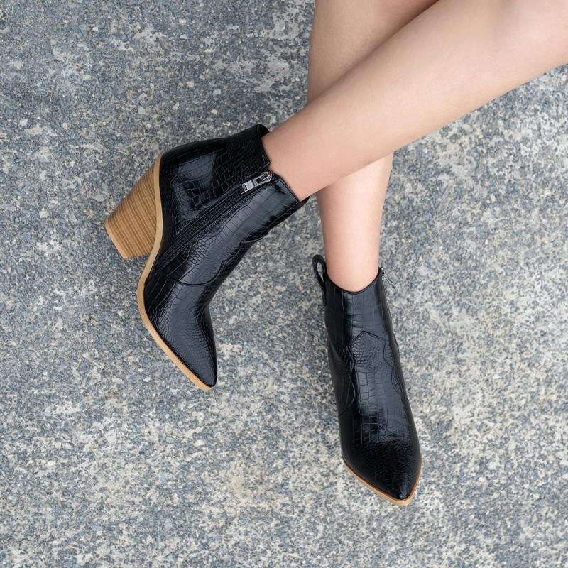 Elegant Women's Boots Mid Calf Punk Style Casual Boots 10CM Square Heel Autumn Coarse Heel Pointed Toe Ankle Boots Women Shoes