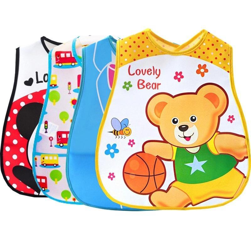 Cartoon Baby Bibs Eva Waterproof Newborn Bandanas Feeding Baby BURP Cloth Kids Saliv (Color Random)