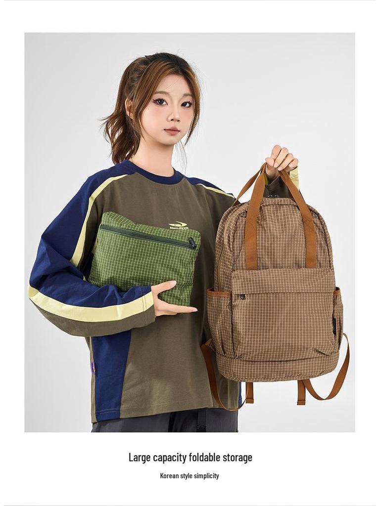 Cross-Border Plaid Large Capacity Foldable Hiking Backpack - Solid Casual Style