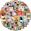 50 Cartoon Retro Cat Doodle Stickers Decorative Ipad Suitcase Notebook Diy Waterproof