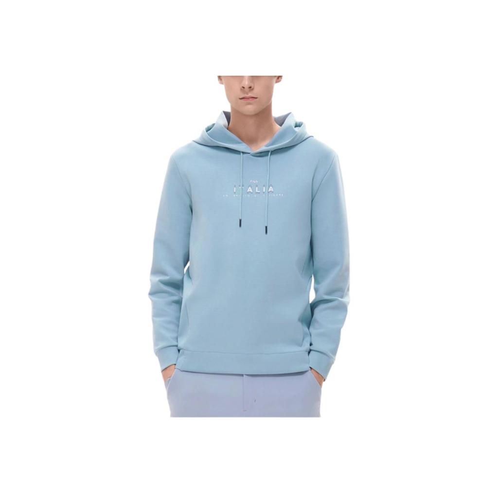 Fila Letter Print Knitted Sports Hoodie Men Hoodies Gray Blue F11M217201FLB