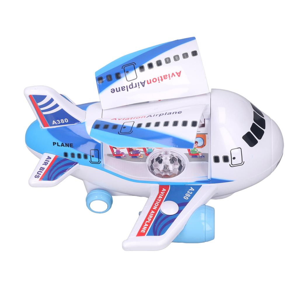 Kids Electric Airplane Toy Lights Music Openable Door High Simulated Aircraft Model with Water Mist Spray