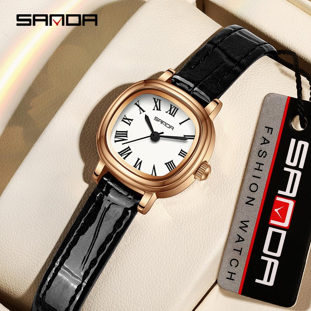 SANDA Top 1137 Women's Quartz Watch Fashionable and Elegant Rose Gold Minimally Roman Digital Women's Quartz Watches