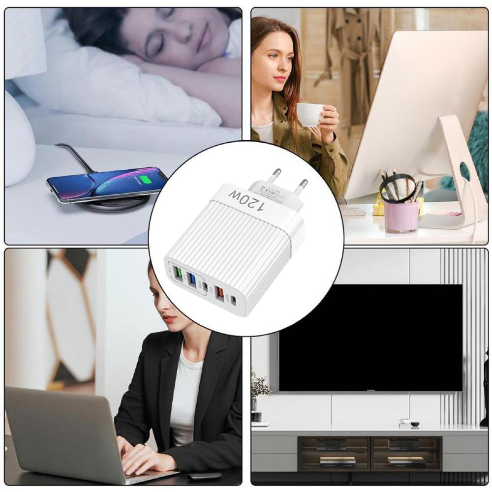 For Xiaomi 120W Super Fast Charger Head Ultra Charger 5port 3 Usb 2 Type C 10A Charger Quick High Speed Charging For Xiaomi Samsung