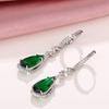 Emerald Long Ear Buckle, Twist Design Water Drop Zircon Inlay, Exquisite Banquet Earrings