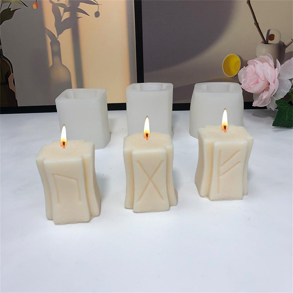 Futhark Letters Candle Silicone Mold RUNE DIY Handmade Art Candle Gypsum Soap Birthday Cake Decoration Baking Supplies Mold