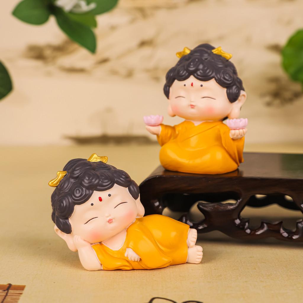 Resin Buddha Blessing Bodhisattva Lotus Figurine Car Ornament Mini Decor Gift