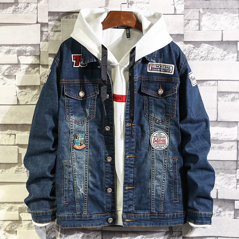 2025 Men's Retro Korean Style Denim Jacket: Printed Spring/Autumn Trendy Coat