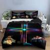 Neon cross and figures. Bedding sets Duvet cover sets Duvet covers Pillowcases(1*Duvet Cover 2*Pillowcases without duvet insert)