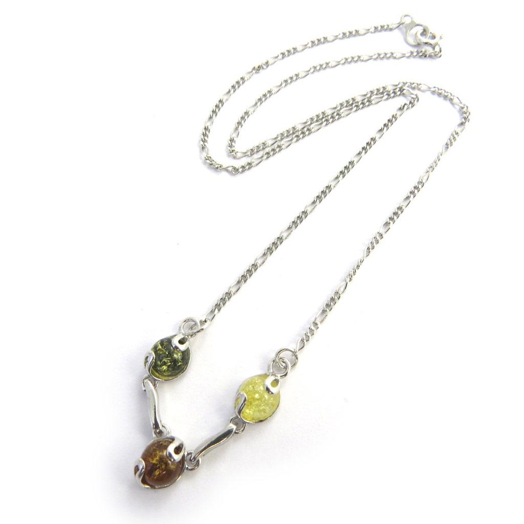 Les Trésors De Lily [N2778] - Silver Necklace 'Inspiration' 3 Ambers (rhodium-plated) - 8x6 Mm