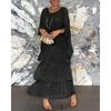 Women's Elegant Solid Color Chiffon Batwing Sleeve Round Neck Tiered Ruffle Maxi Dress Casual Long Gown
