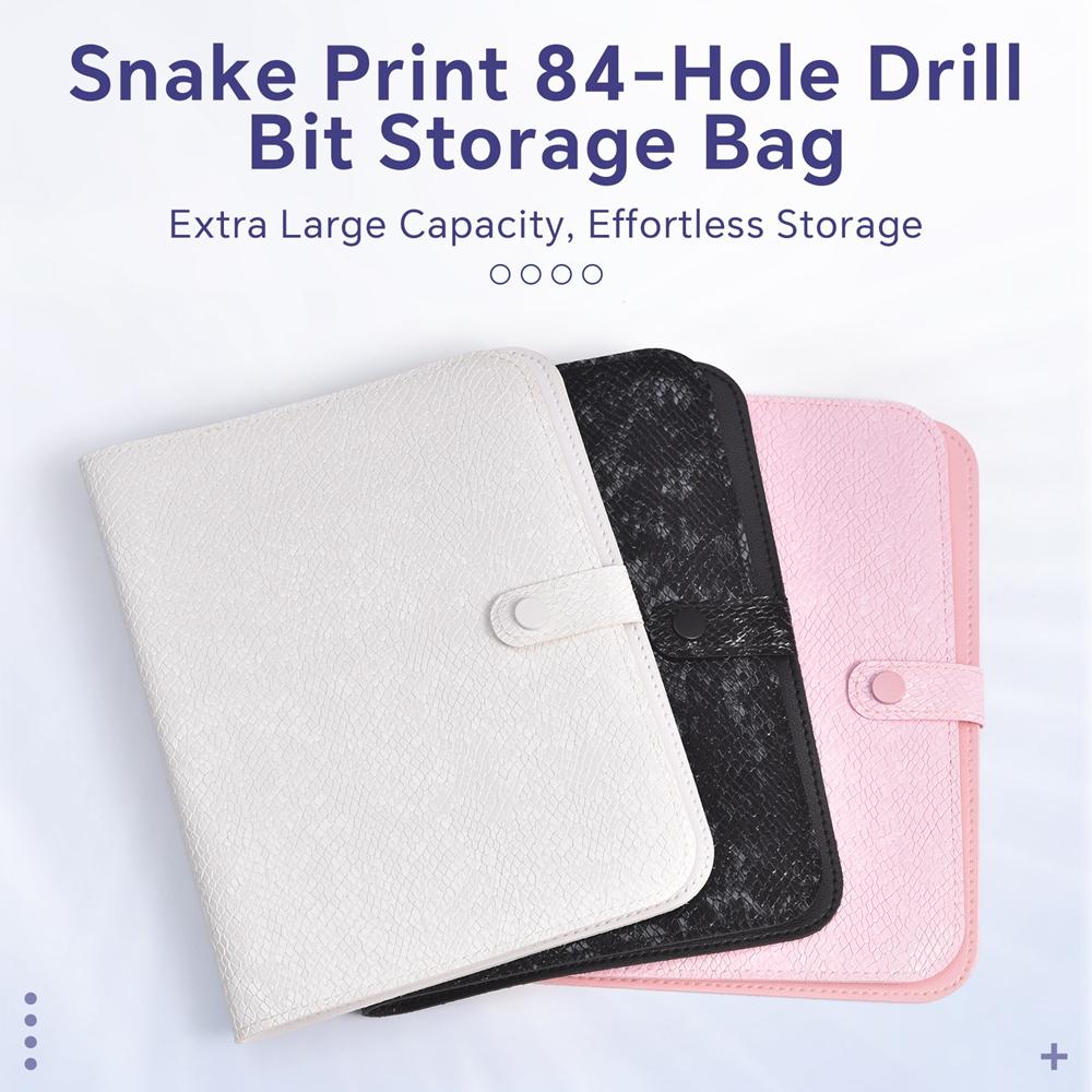 84 Positions Snake Print Folding Nail Drill Bit Organizer Bag Milling Tool Display Grinding Bits Empty Container PU leather Bag