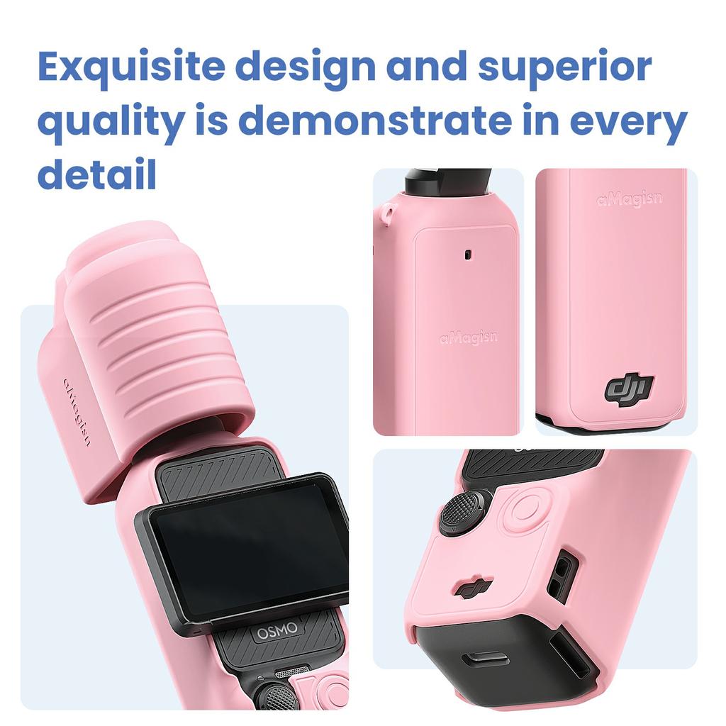 AMAGISN For DJI Osmo Pocket 3 Silicone Protective Case Lens Cap Gimbal Guard Accessory