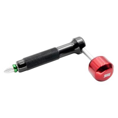 711L Lollipop Bit Driver (Aluminum, Black & Red) - Pocket Screwdriver with Retractable Torque-Enhancing Lever