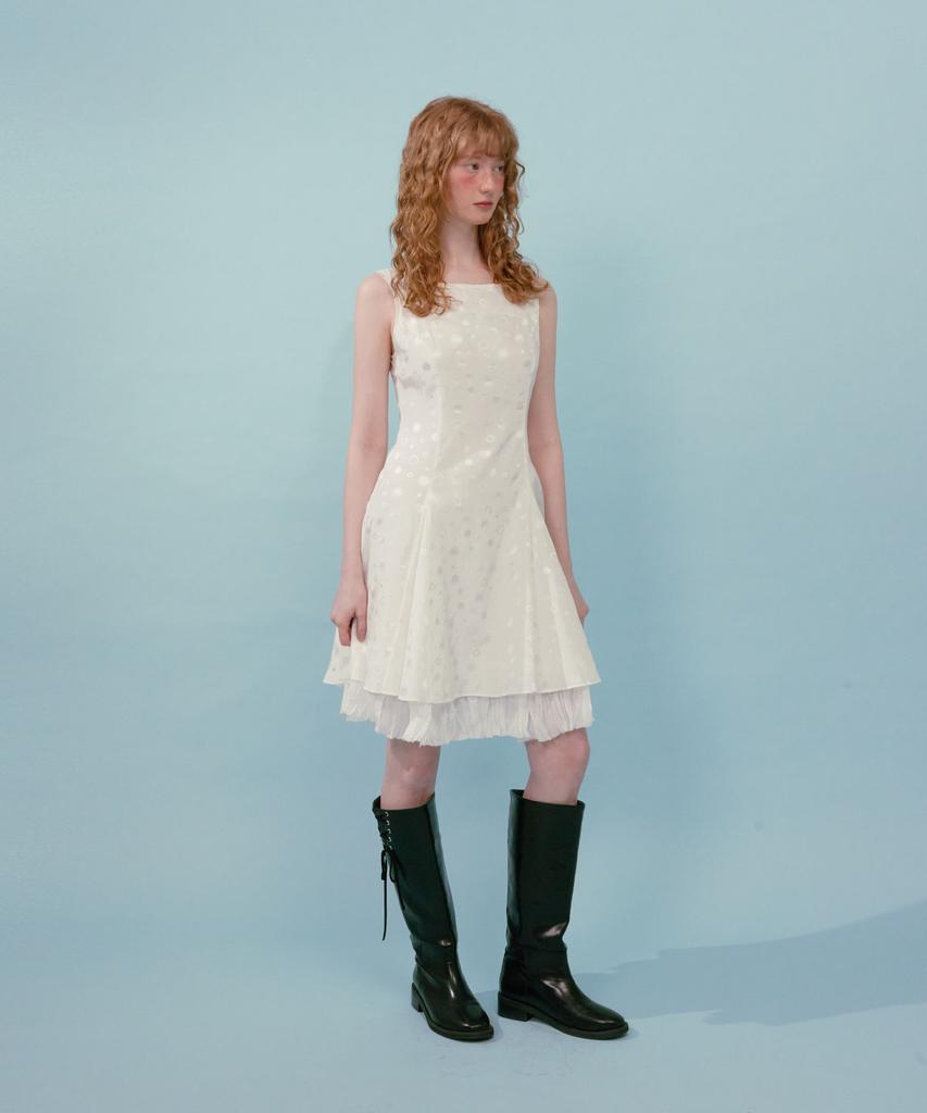 Lulu Seoul Polka Dot Silk Dress (White)