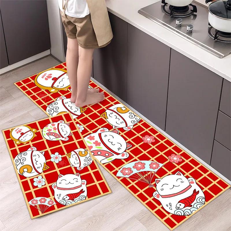 Simple Flower Kitchen Mat Bedroom Bedside Mat Entrance Door Mats Kitchen Mats for Floor Absorbant Waterproof Bathroom Carpet