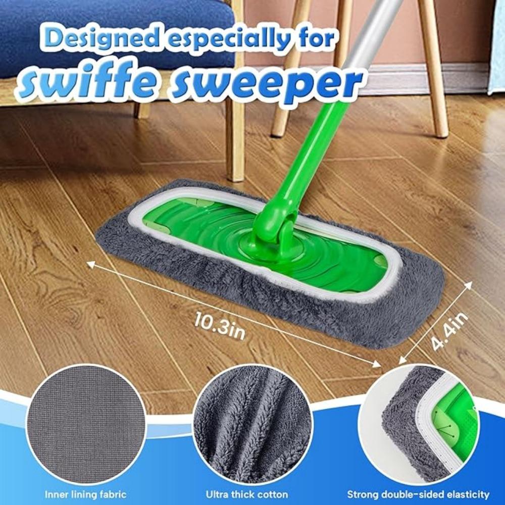8 Pack Washable Swiffer Pads Reusable Mop Pads Wet and Dry Flat Swiffer mop Cover for Surface/Hardwood Floor Cleaning