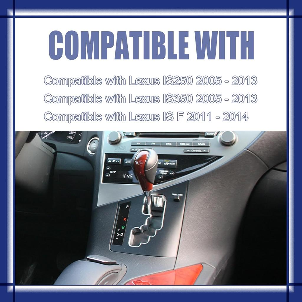 Shift Slider Center Console Slide Cover, Compatible with Lexus IS250 IS350 2005-2013, Shifter Gear Shift Knob Cover Replaces 35975-53020 (Black)