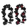 Halloween Home Setting Accent, 65.98 Inch Black Maple Rose Chain for Entryway, Door Frame, Shelf, and Wall Trim