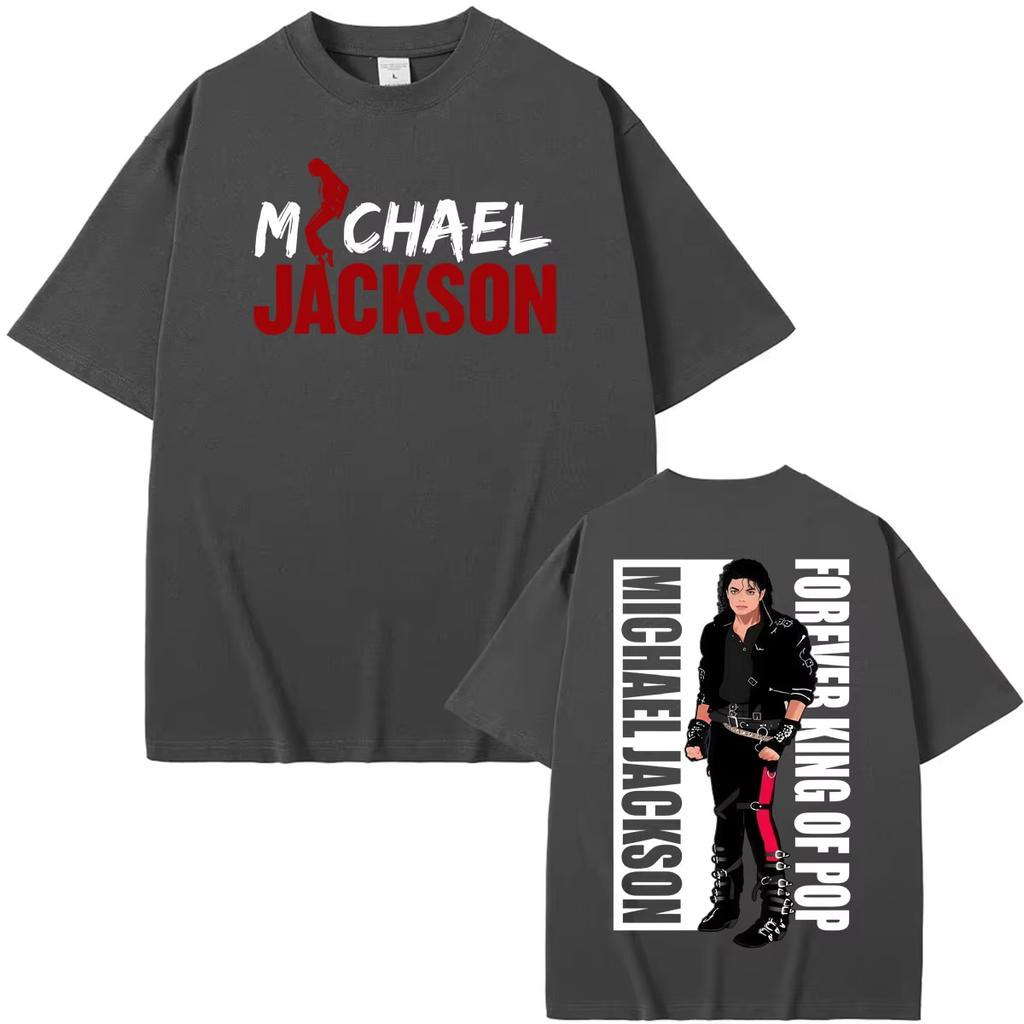 T-shirt Merch Michael Jackson Roi de la Pop pour Toujours Hommes Femmes Vintage Hip Hop High Street T-shirts Oversize Unisexes Harajuku haute qualité