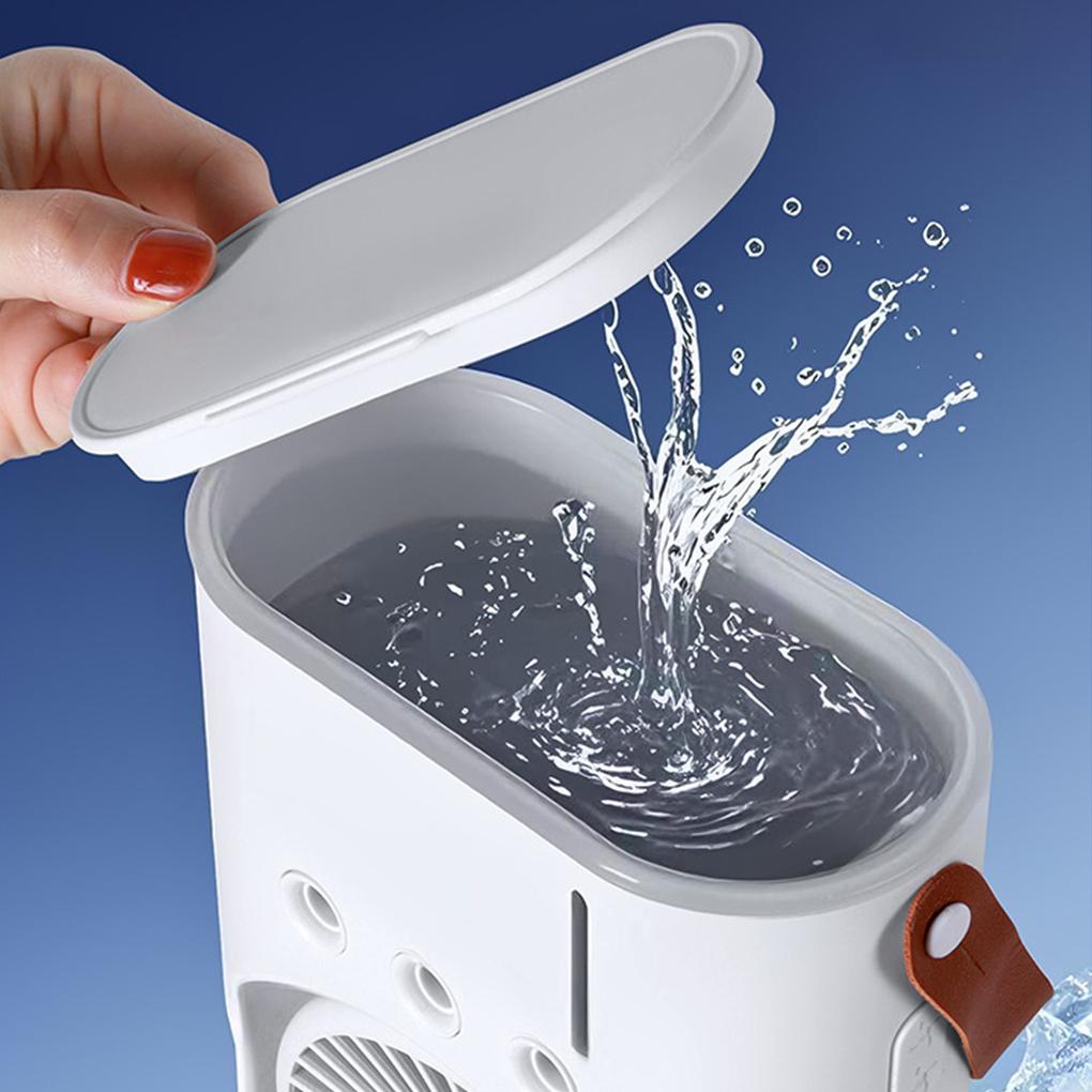 Double-Headed Spray Air Conditioner Fan 3 Speeds Rechargeable USB Desk Air Cooler Night Light Easy Cooling for Office Home