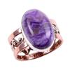 Natural Charoite Gemstone Handmade 925 Solid Silver Two Tone Ring Size 7US Z1h34