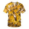 Summer Short Sleeved T-shirt with Bee Pattern 3D Digital Printing Round Neck Loose Men's T-shirt