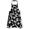 Marimekko Pieni Unikko Apron, Black and White, 064161, Size 190, Length 84cm, Width 83cm, Black and White