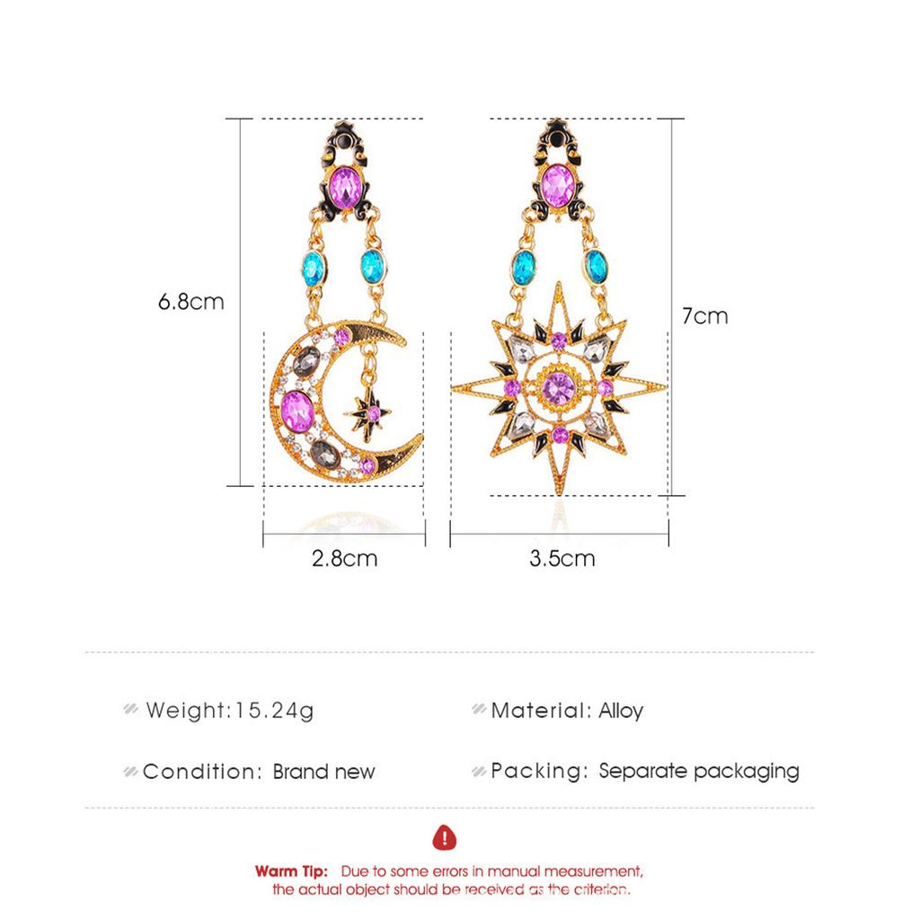 2PC Women's Fashion Design Star Moon Earrings Zircon Accessories Suitable for Date, Party, Festival Gifts