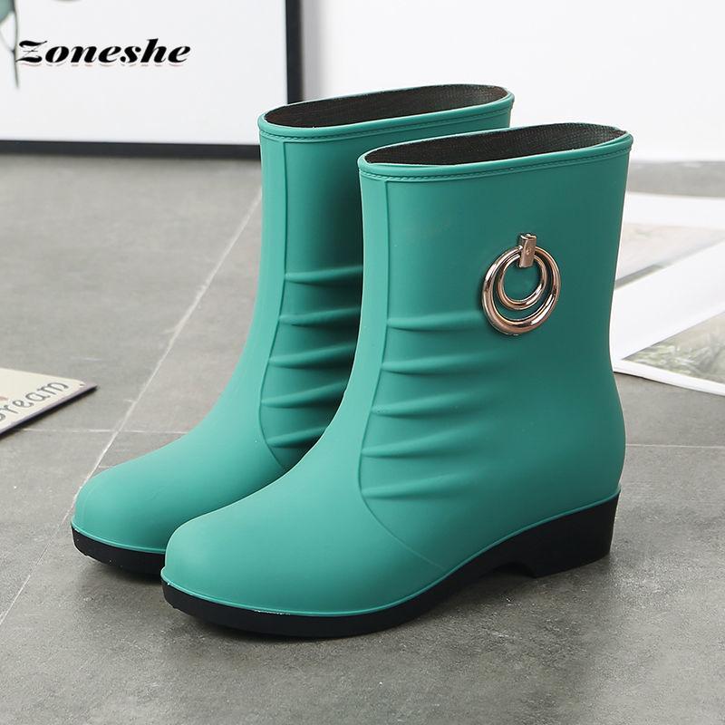 Wasserdichte Regenstiefel für Damen, Regenstiefel, koreanische wasserdichte Schuhe, Damenstiefel mit mittlerer Wade