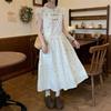 Gentle wind design sense niche French waist fairy embroidered floral dress spring and summer high-end lady dress