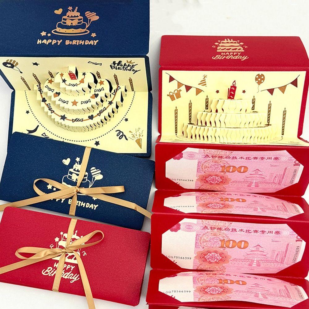 Folding 3 D Birthday Red Envelope Pop-Up Traditional Lucky Money Envelope Best Wishes Money Bag Wedding Celebration
