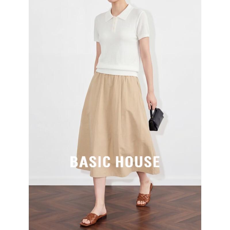 Basic House Women s High-Waist A-line Midi Skirt S