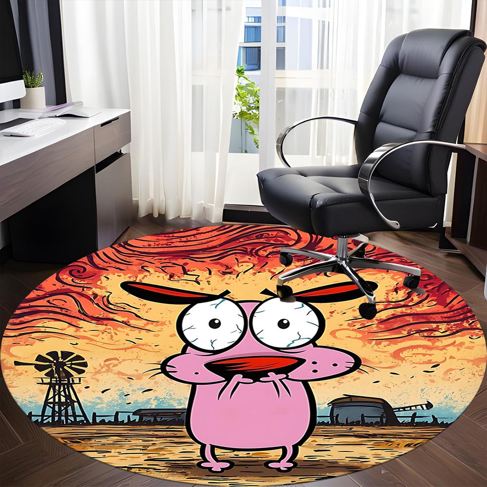 1pc COURAGE The Cowardly Dog Office Round Area Rug, Under Office Chairs Bedroom Living Room Home Decor, Room Decoa1016125