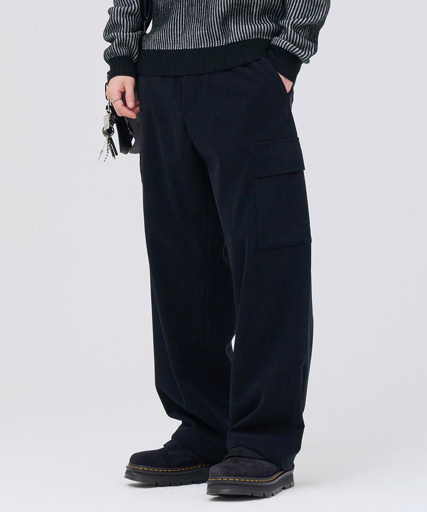 CHASECULT Men'S Corduroy Wide Cargo Pants - Black