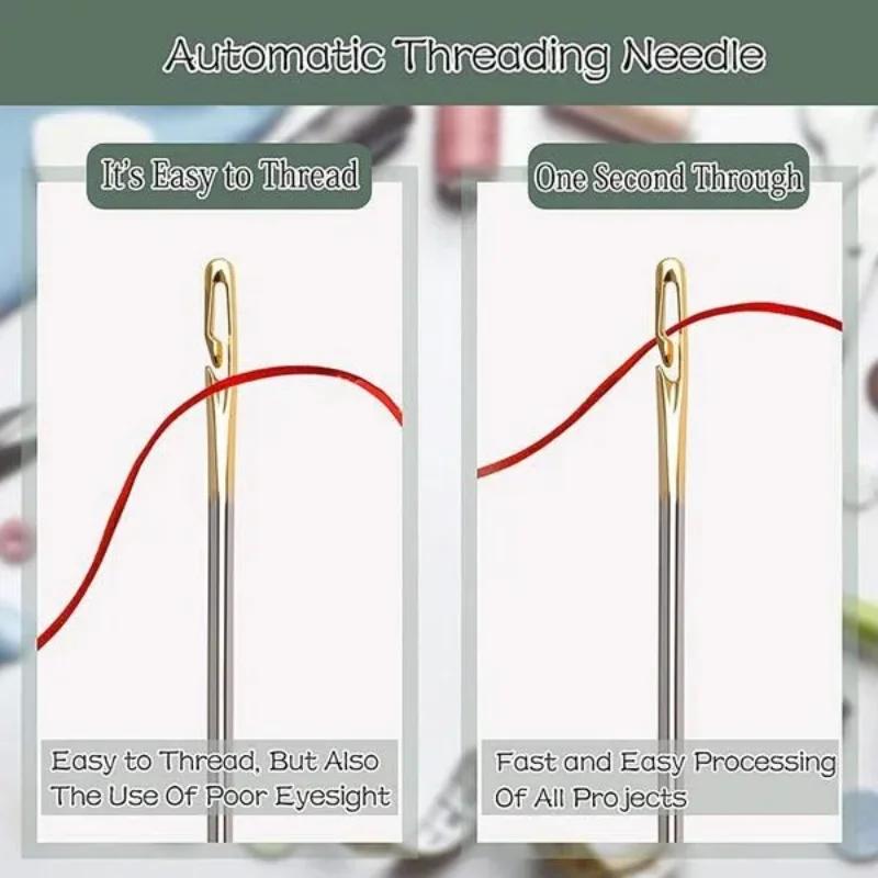 60/12Pcs Blind Needles Sewing Stainless Steel Elderly Needle Side Holes No Need for Threading Manual Household Diy Jewelry