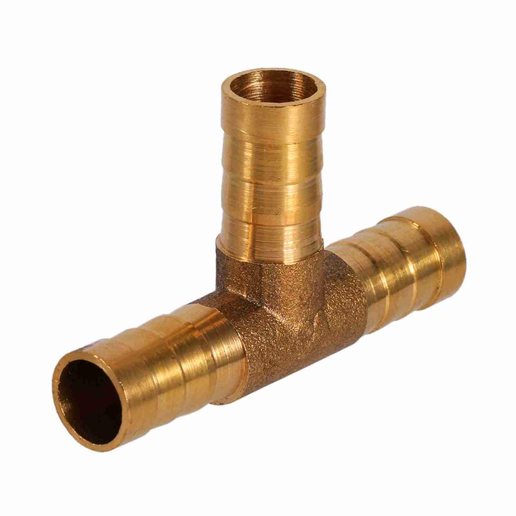 Brass T Piece 3 Way Fuel Hose Joiner Connector 12mm For Compressed Air Oil Gas Pipe