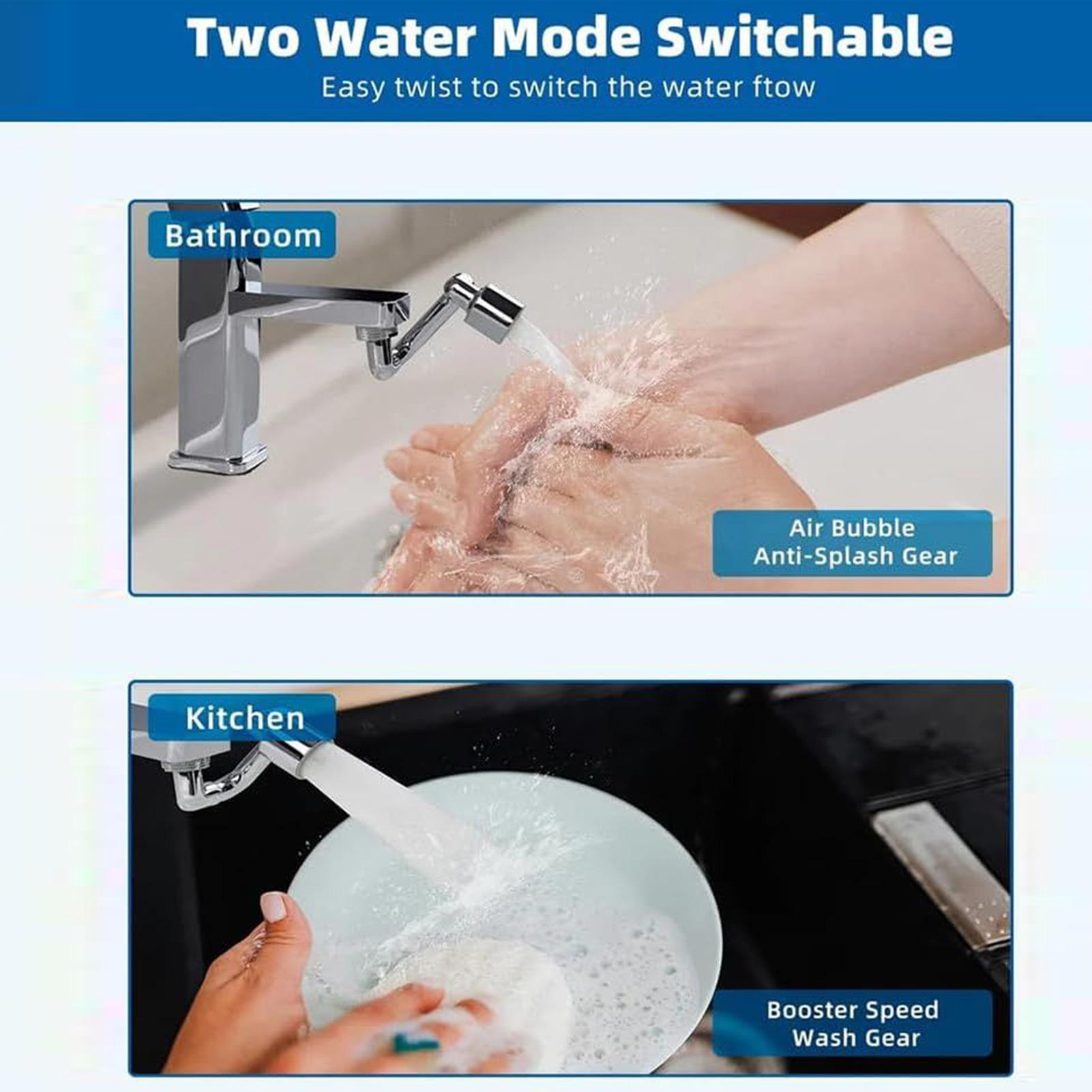 

1080 Degee Swivel Faucet Extender Universal Splashproof Duals Spray Modes Rust-proof Bathroom Sink Replacement Accessories CN