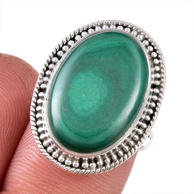 Natural Malachite Gemstone 925 Solid Sterling Silver Jewelry Ring Size 6 F0j74