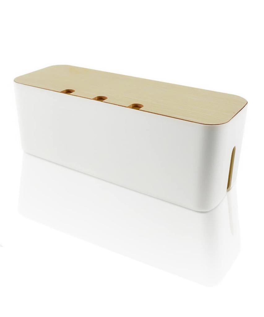 APPROCE Cable Power Strip Storage Cable Wooden 3 Large Box, Case, Concealer, Board, Resin, Outlets, White,