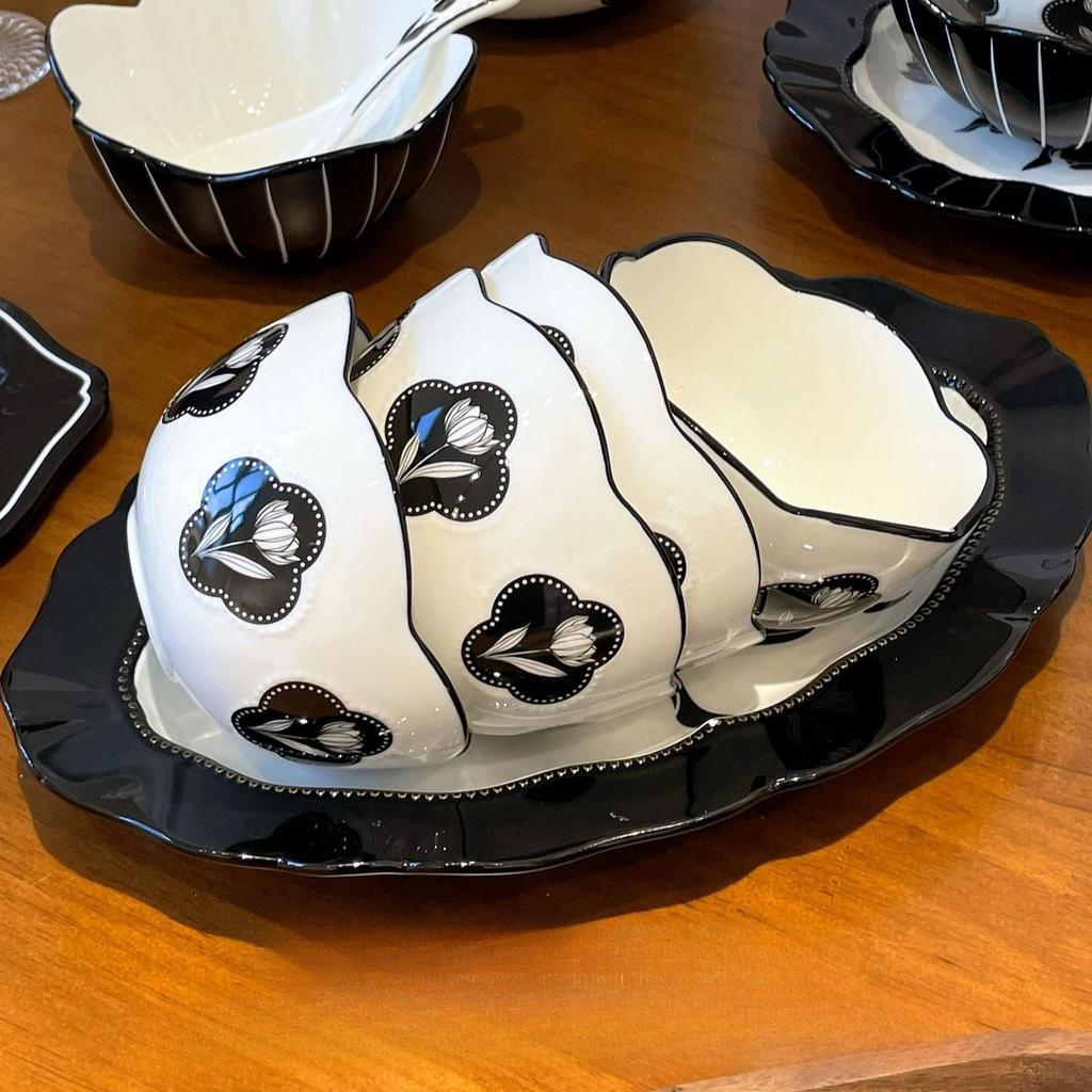 Vintage Tulip Ceramic Dinnerware Set 2025 New Retro Bowls Plates Dishes Tableware