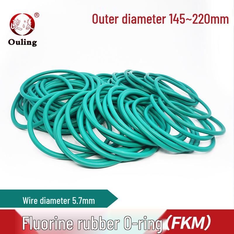 Ozone-Resistant Green Fluororubber O-ring - OD Options: 145-220mm x 5.7mm 145*5.7mm (1 piece) Green Fluororubber O-ring